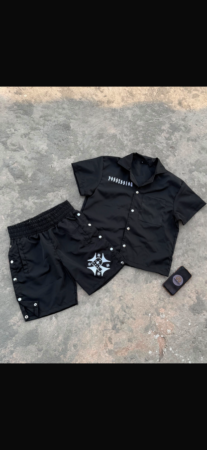 Black&grey nylon shorts
