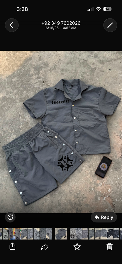 Black&grey nylon shorts